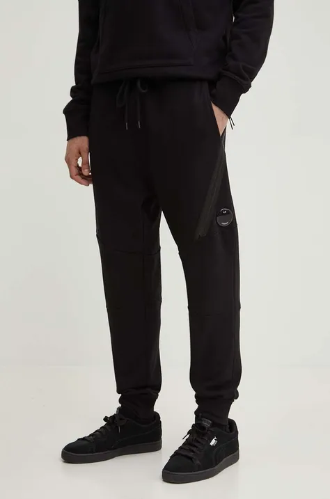 Хлопковые спортивные штаны C.P. Company DIAGONAL RAISED FLEECE ZIPPED TRACK PANTS цвет чёрный однотонные 15CMSP084A005086W