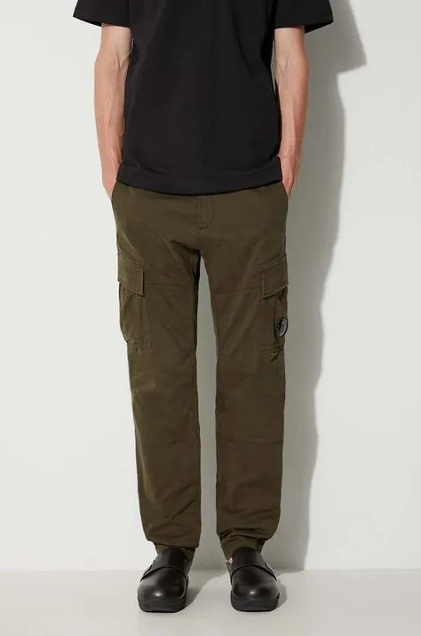 C.P. Company pantaloni STRETCH SATEEN CARGO PANTS bărbați, culoarea verde, cu fit cargo 15CMPA186A005529G