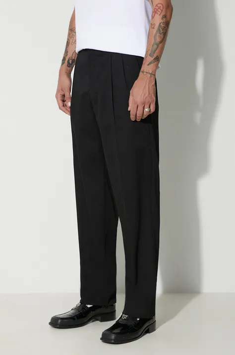 Norse Projects cotton trousers Christopher Relaxed Gabardine Pleated Trouser black color N25-0385-9999