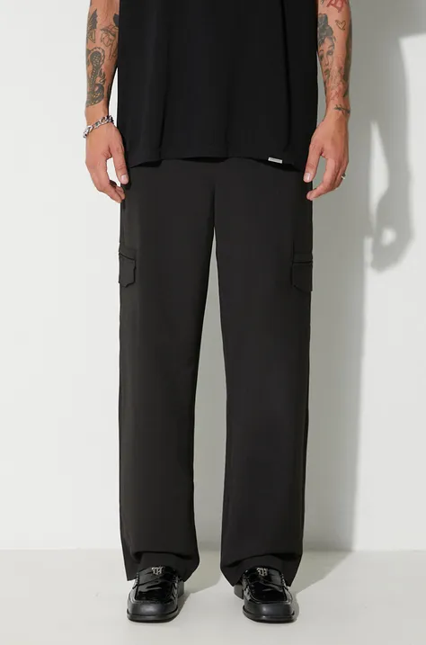 Kalhoty Represent Relaxed Pants pánské, černá barva, jednoduché