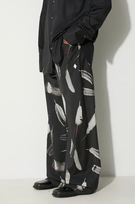 Μάλλινα παντελόνια Marcelo Burlon Aop Wind Feathers χρώμα: μαύρο F30