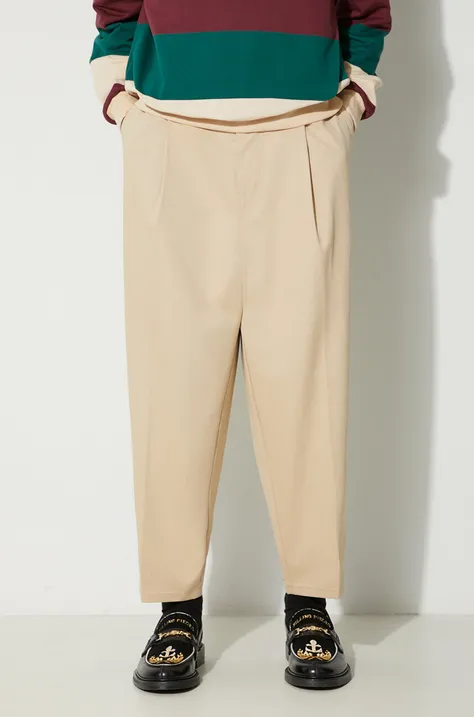 Βαμβακερό παντελόνι Drôle de Monsieur Le Jean Cropped χρώμα: μπεζ, C-BP105-CO080-BG F3C-BP105-CO080-BG