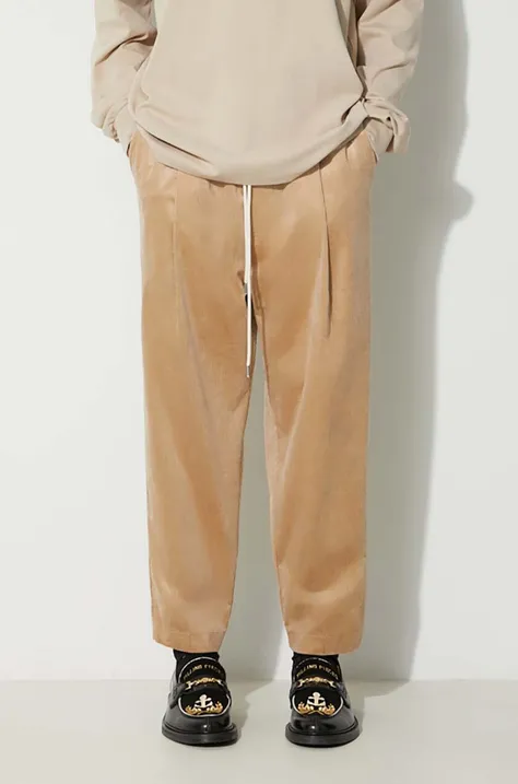 Manšestrové kalhoty Drôle de Monsieur Le Pantalon Cropped Corduroy béžová barva, C-BP101-CO076-BG