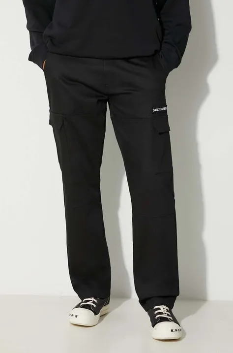 Daily Paper pantaloni Ecargo bărbați, culoarea negru, drept, 2312033