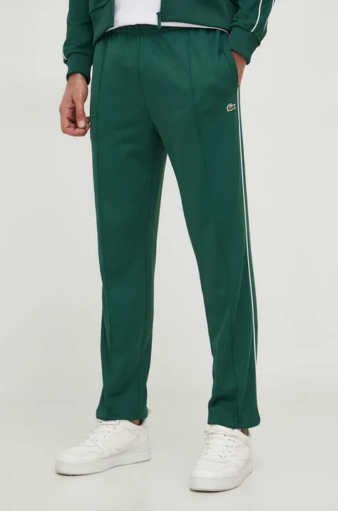 Lacoste spodnie dresowe kolor zielony gładkie