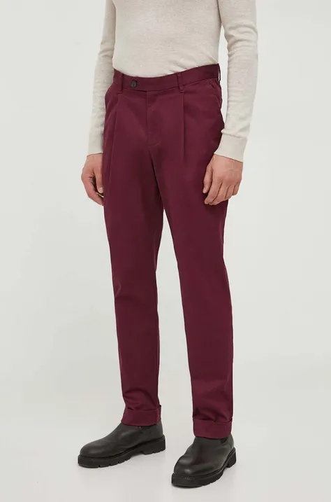 Michael Kors pantaloni barbati, culoarea bordo, drept
