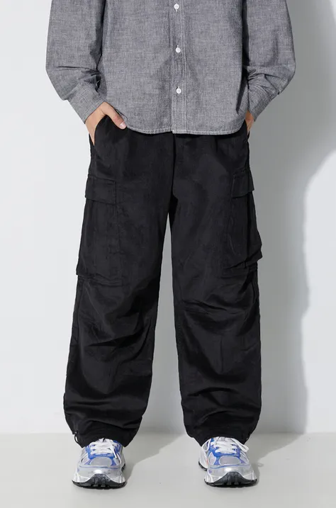Manšestrové kalhoty Maharishi Utility Cargo Track Pants černá barva, ve střihu cargo, 4569.BLACK