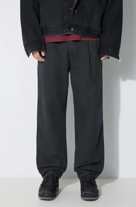 Maharishi pantaloni U.S. Chino Loose bărbați, culoarea negru, cu fit chinos, 4604.BLACK