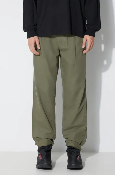 Maharishi pantaloni U.S. Chino Loose bărbați, culoarea verde, drept, 4604.OLIVE