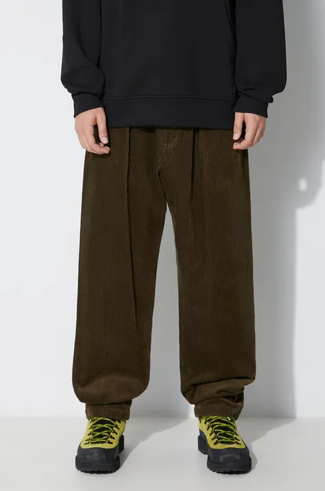 Engineered Garments pantaloni de catifea cord Carlyle Pant culoarea verde, drept, 23F1F012.WP009