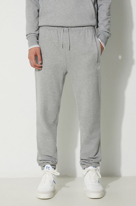 Хлопковые спортивные штаны Fred Perry цвет серый меланж T5505.420