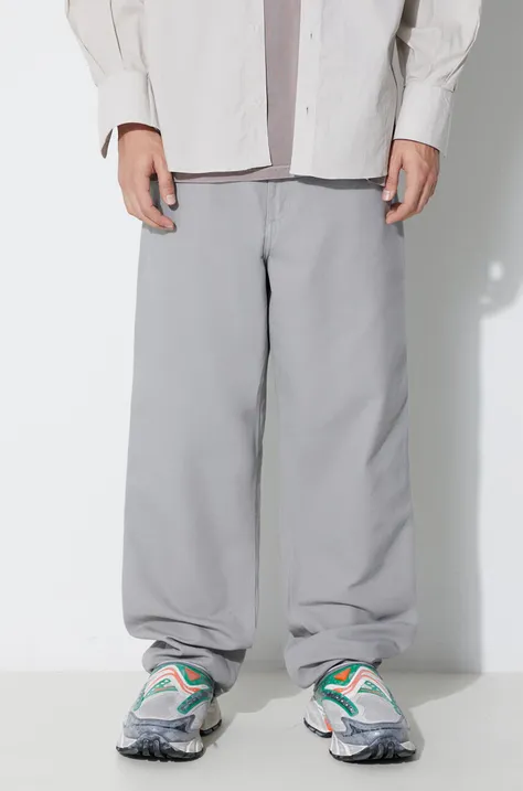 Хлопковые брюки Carhartt WIP Single Knee Pant цвет серый прямые I031497.0WF02
