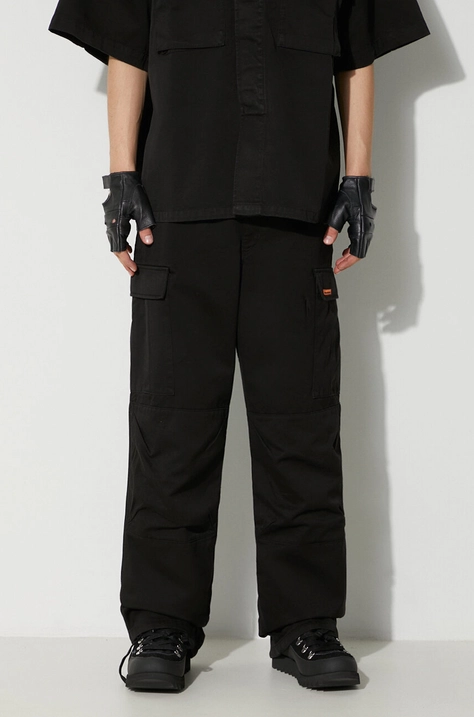 Bavlněné kalhoty Heron Preston Vintage Wash Cargo Pants černá barva, jednoduché, HMCF012F23FAB0031000