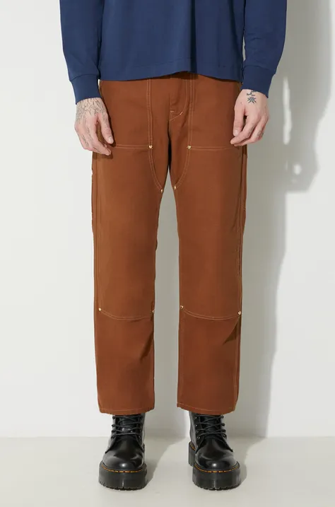 Памучен панталон Human Made Duck Painter в кафяво със стандартна кройка HM26PT012