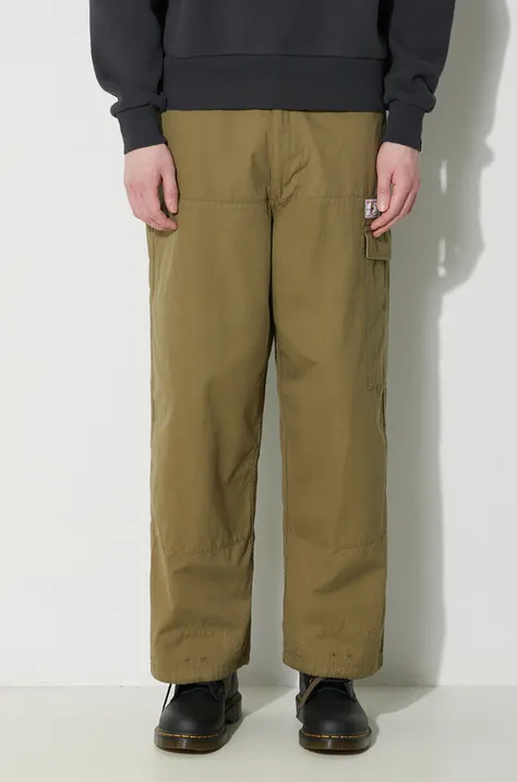Pamučne hlače Human Made Military Easy boja: zelena, cargo kroj, HM26PT014
