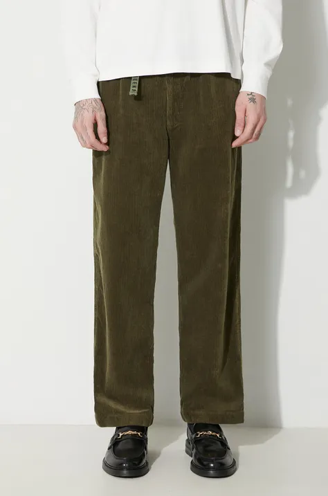 Manšestrové nohavice Human Made Corduroy Easy zelená farba, rovné, HM26PT017