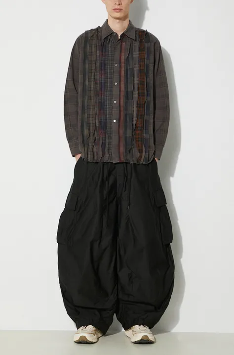 Needles pantaloni de bumbac H.D. Pant culoarea negru, cu fason cargo, NS236