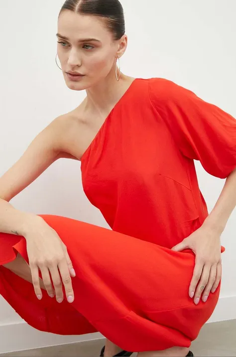 Платье Bruuns Bazaar цвет красный midi прямое
