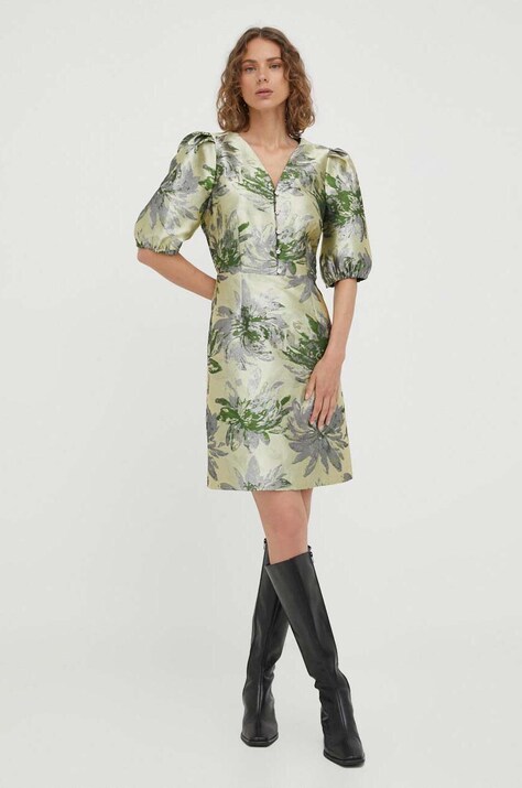 Bruuns Bazaar rochie culoarea verde, mini, dreaptă