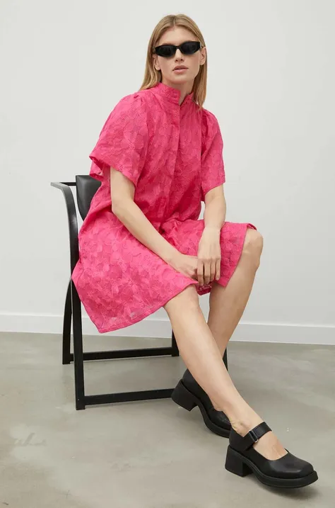 Bruuns Bazaar sukienka Nemophila Philly kolor różowy mini rozkloszowana