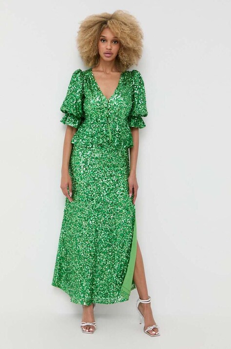 Notes du Nord rochie culoarea verde, maxi, dreaptă