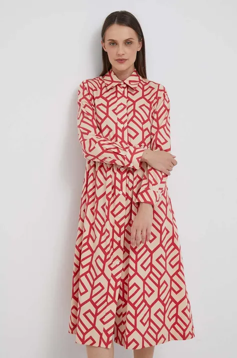 Seidensticker sukienka bawełniana kolor czerwony midi rozkloszowana