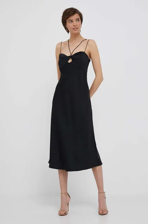 Calvin Klein rochie culoarea negru, maxi, evazati