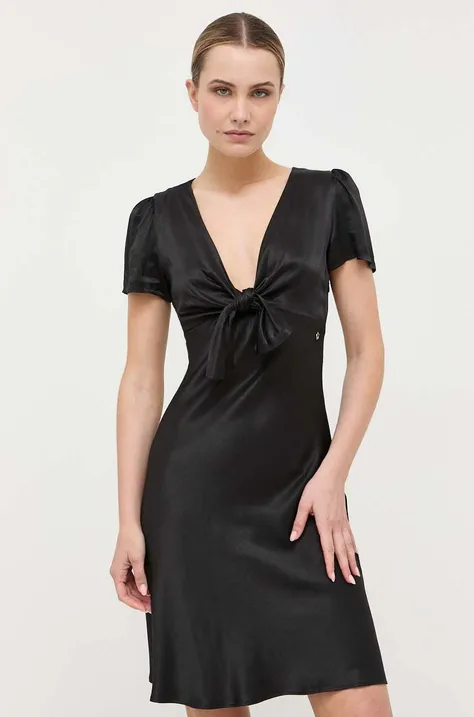 Šaty Guess čierna farba, mini, áčkový strih