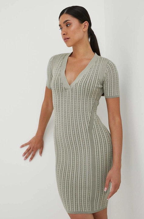 Guess rochie culoarea verde, mini, mulata