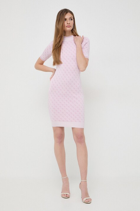 Guess rochie culoarea roz, mini, mulată