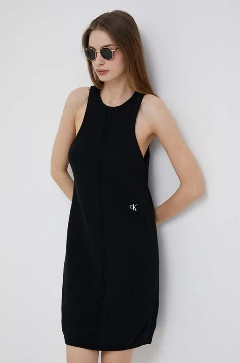 Calvin Klein Jeans sukienka kolor czarny mini prosta