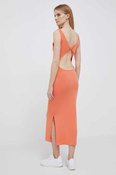 Calvin Klein Jeans rochie culoarea portocaliu, midi, mulată