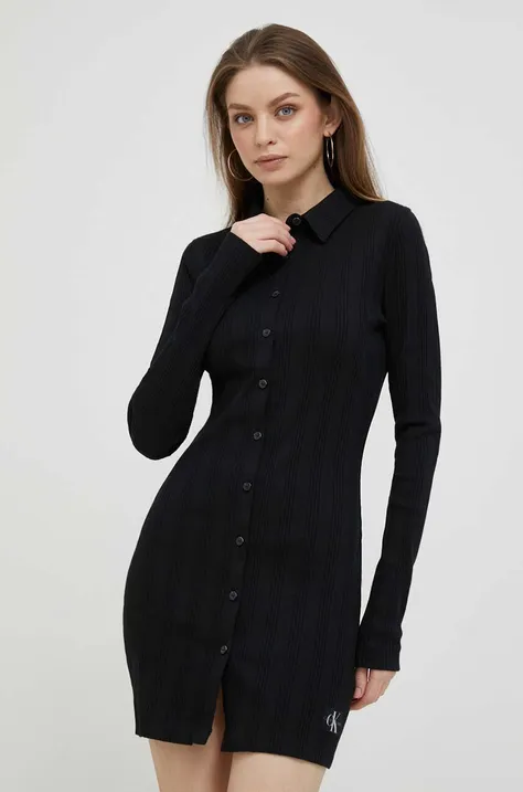 Calvin Klein Jeans sukienka kolor czarny mini dopasowana