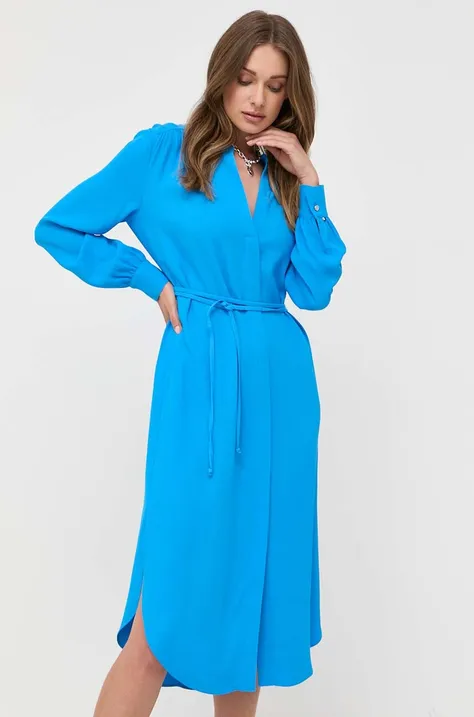 BOSS sukienka kolor niebieski midi oversize