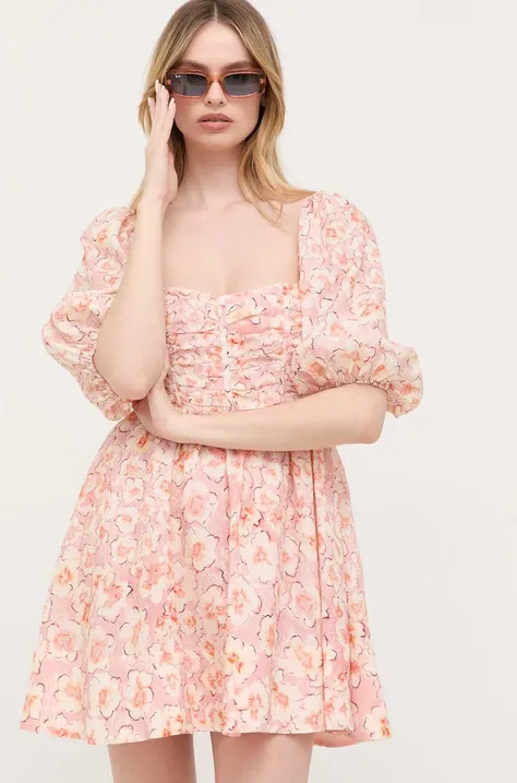 Платье Bardot цвет розовый mini расклешённое
