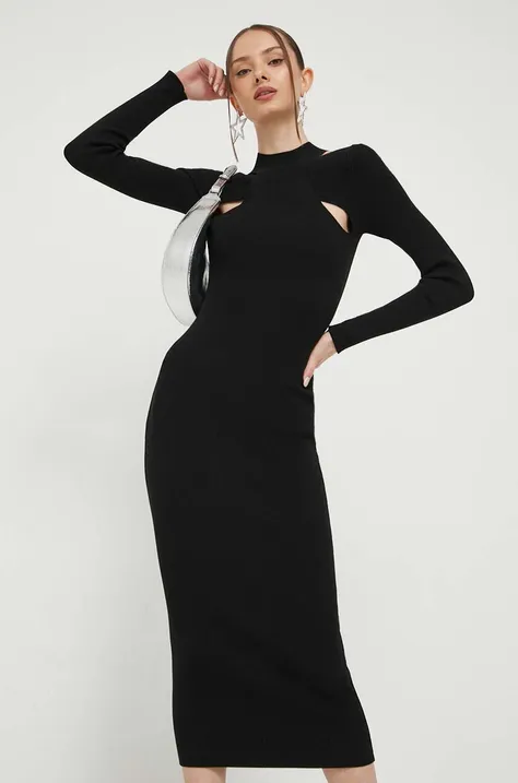 HUGO sukienka kolor czarny maxi dopasowana