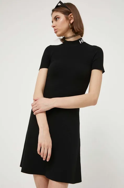 Платье HUGO цвет чёрный mini расклешённое