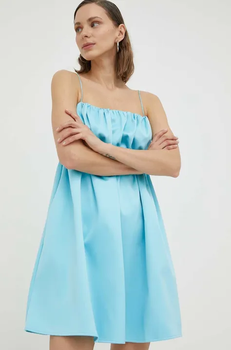 Samsoe Samsoe sukienka kolor niebieski mini rozkloszowana