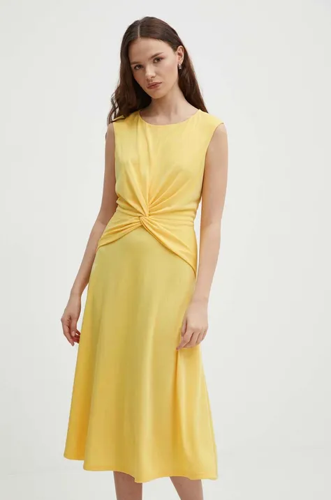 Lauren Ralph Lauren sukienka kolor żółty midi rozkloszowana 250872090