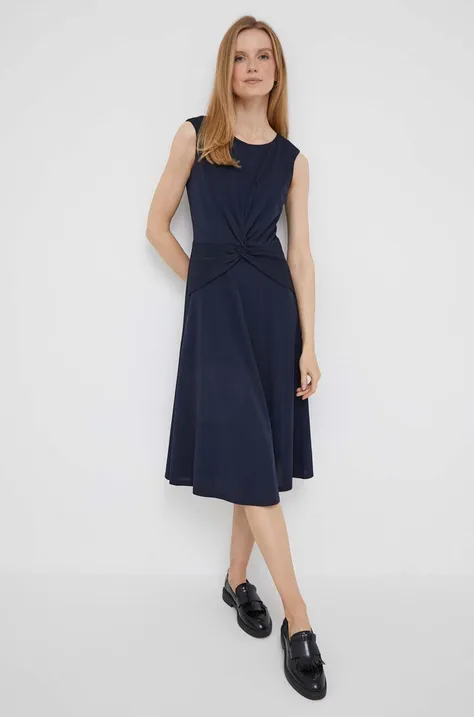 Haljina Lauren Ralph Lauren boja: tamno plava, midi, širi se prema dolje, 250872090