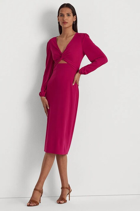 Šaty Lauren Ralph Lauren růžová barva, midi