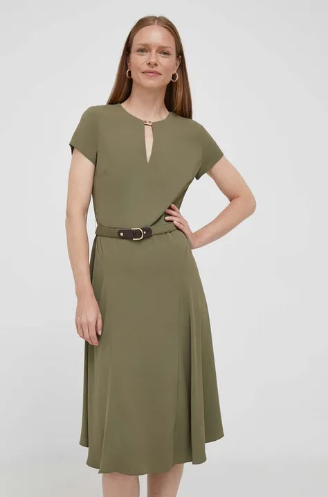 Šaty Lauren Ralph Lauren zelená farba, mini, áčkový strih