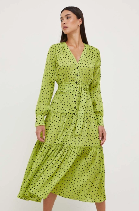 Pinko rochie culoarea verde, midi, evazati