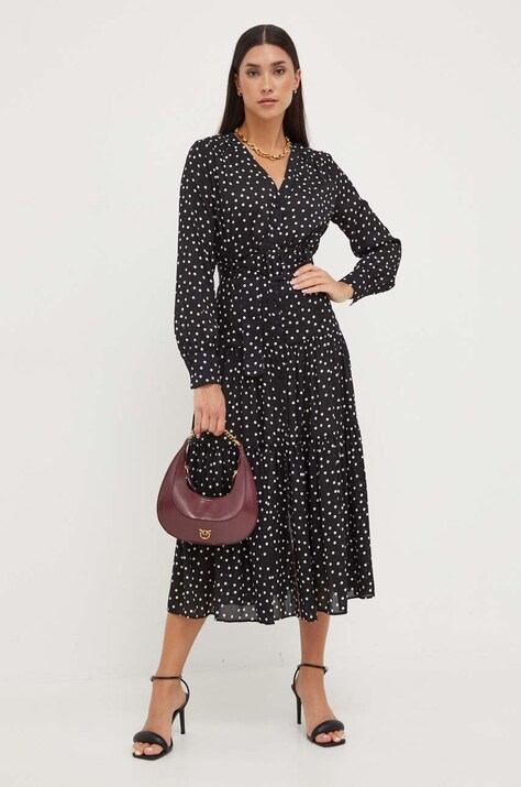 Pinko rochie culoarea negru, midi, evazată