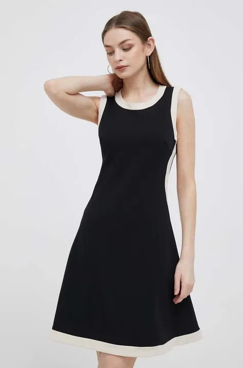 Dkny sukienka kolor czarny mini rozkloszowana