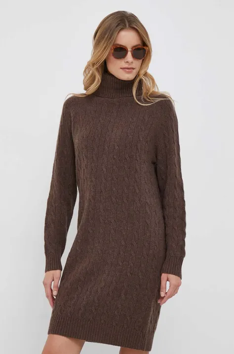 Polo Ralph Lauren sweter wełniany kolor brązowy mini prosta