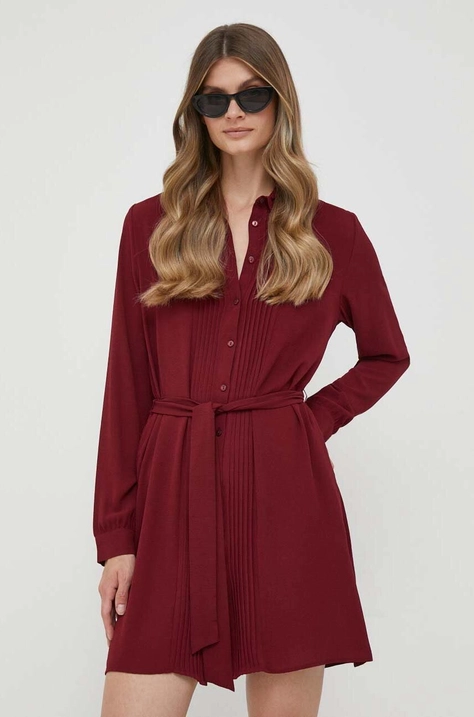 Pepe Jeans rochie Gissa culoarea bordo, mini, drept