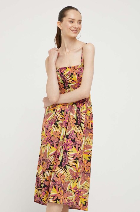 Roxy rochie culoarea violet, midi, evazată