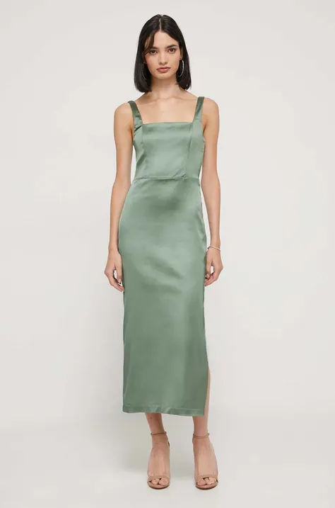 Šaty Abercrombie & Fitch zelená farba, midi, priliehavá