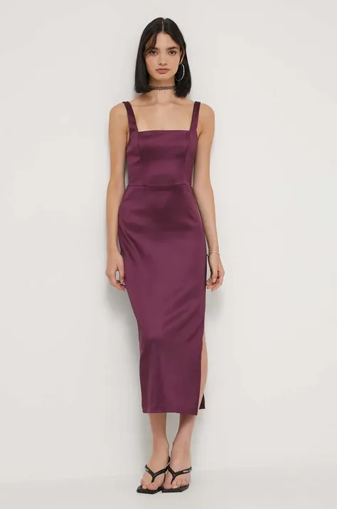 Abercrombie & Fitch sukienka kolor fioletowy midi dopasowana